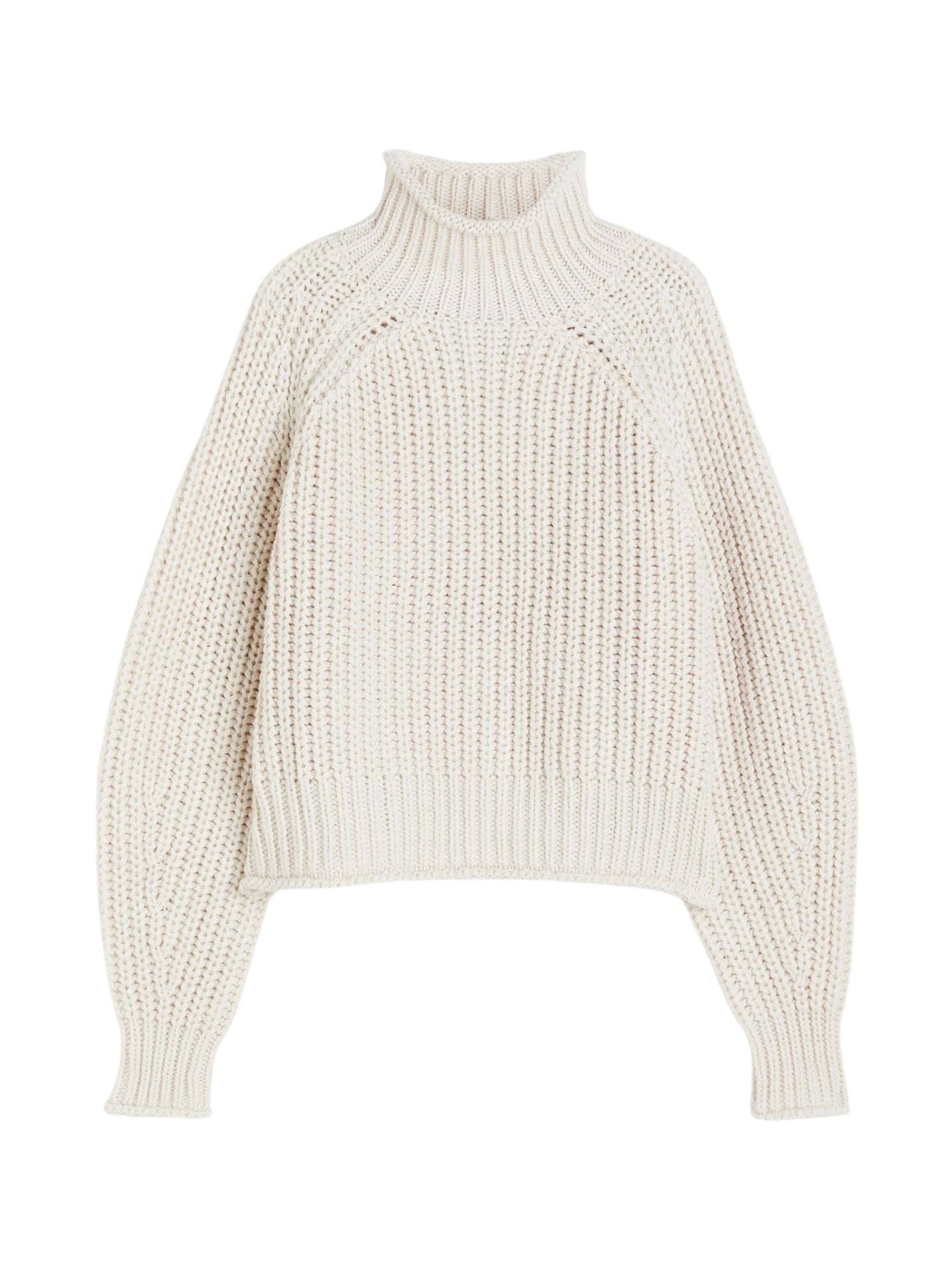 H&M Rib Knit Turtleneck Sweater / Light Beige / Size S