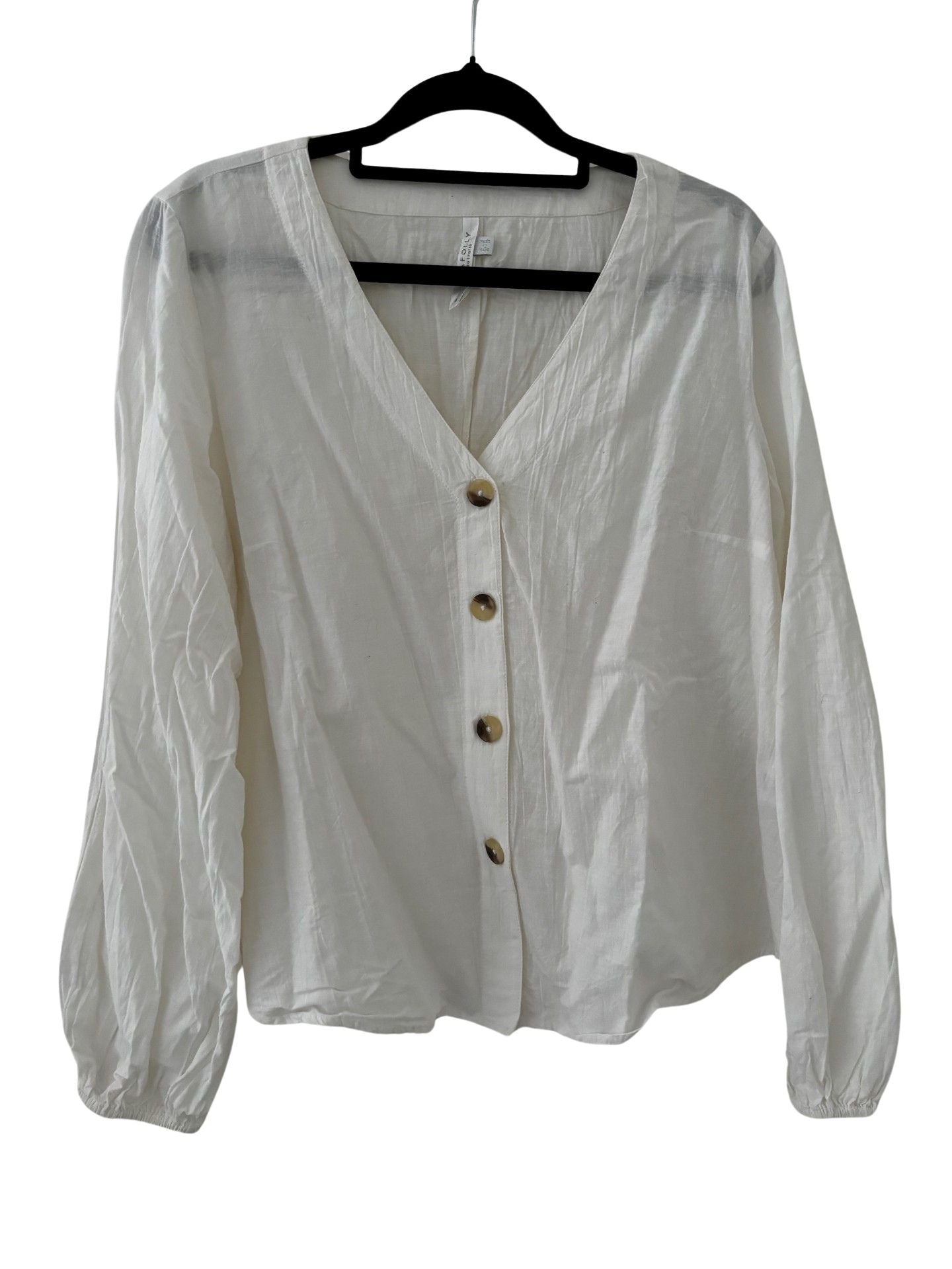 SEAFOLLY V-Neck Button Beach Shirt / White / Size S