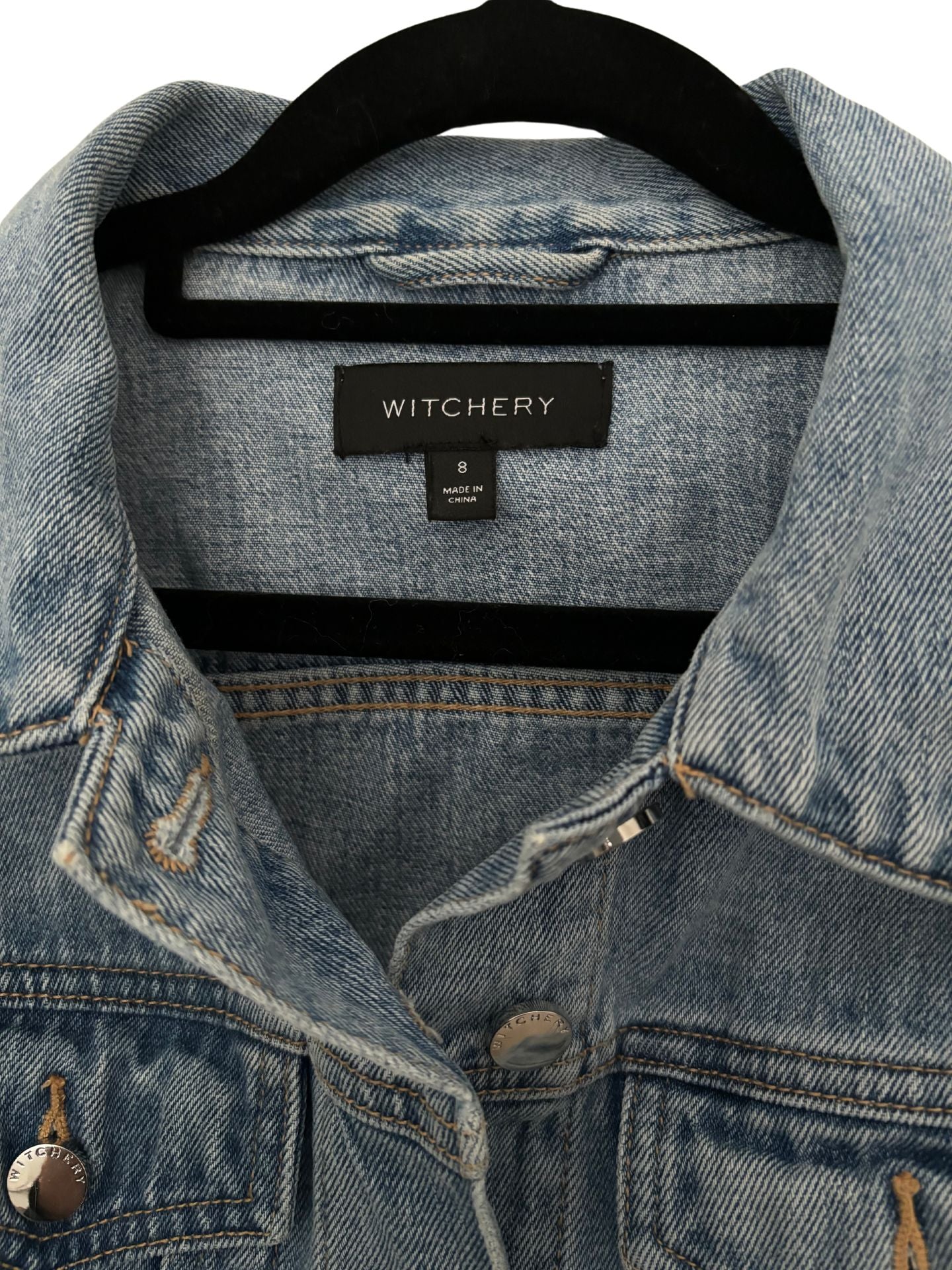 WITCHERY Denim Jacket / Vintage Wash Denim / Size 8