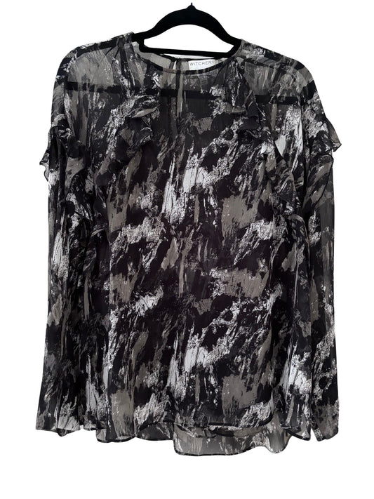 WITCHERY Long Sleeve Layered Blouse / Abstract Print / Size 6