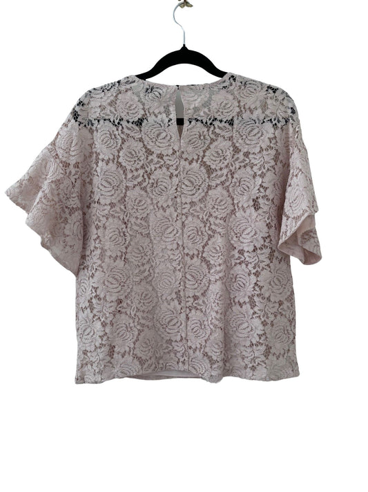 WITCHERY Short Bell-Sleeve Lace Top / Nude / Size 8