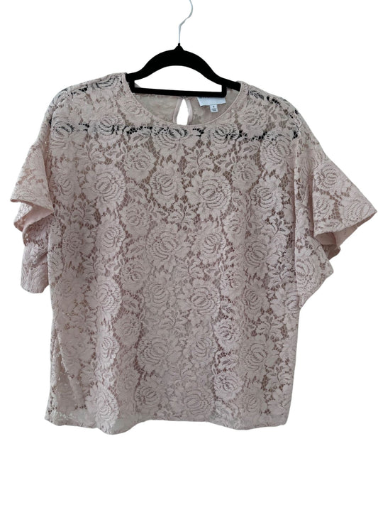 WITCHERY Short Bell-Sleeve Lace Top / Nude / Size 8