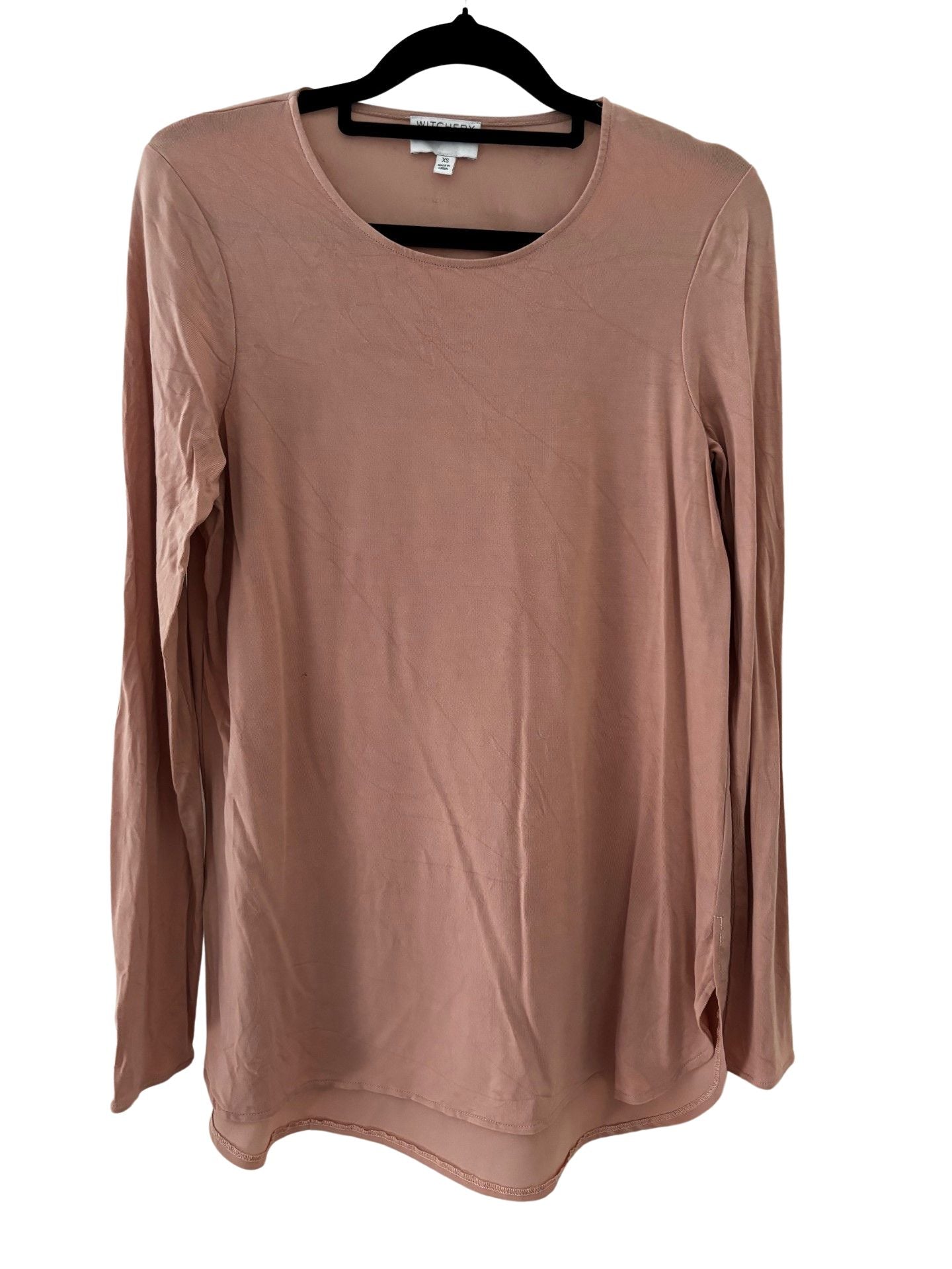 WITCHERY Scoop Hem Long Sleeve Top / Rust / Size XS